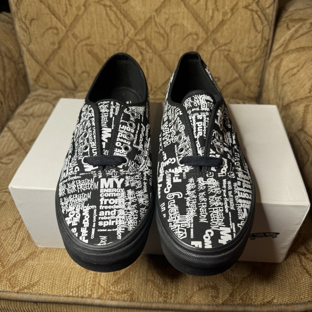 Comme‎ des Garcons CDG Vans Authentic LX Message Graffiti Black Sneaker Men's 10